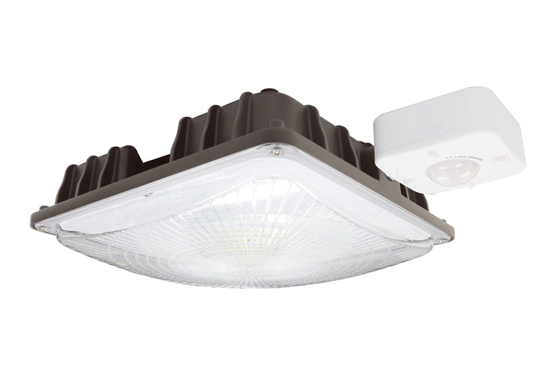 Square LED Canopy Light, 40W, 5450 Lumen Max, 4000K or 5000K, Dimmable, DLC 5.1 Premium, 120-277V