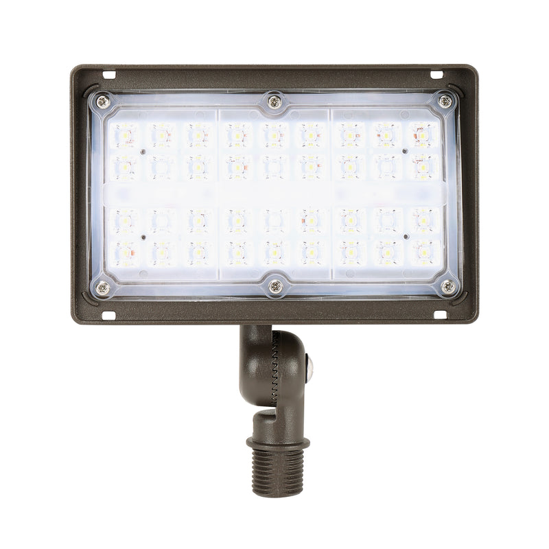 LED Flood Light, 2000 Lumens, 15W, 5000K, 120-277V, Knuckle or Trunnion Mount, Dark Bronze Finish