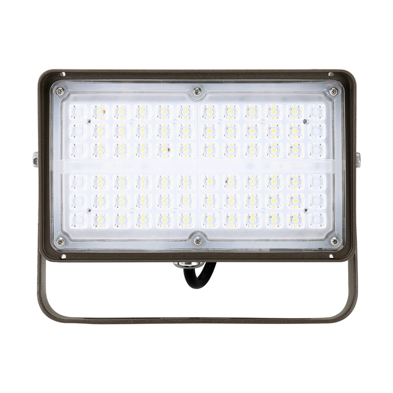 LED Flood Light, 6,150 Lumens, 45W, 5000K, 120-277V, Knuckle or Trunnion Mount, Dark Bronze Finish