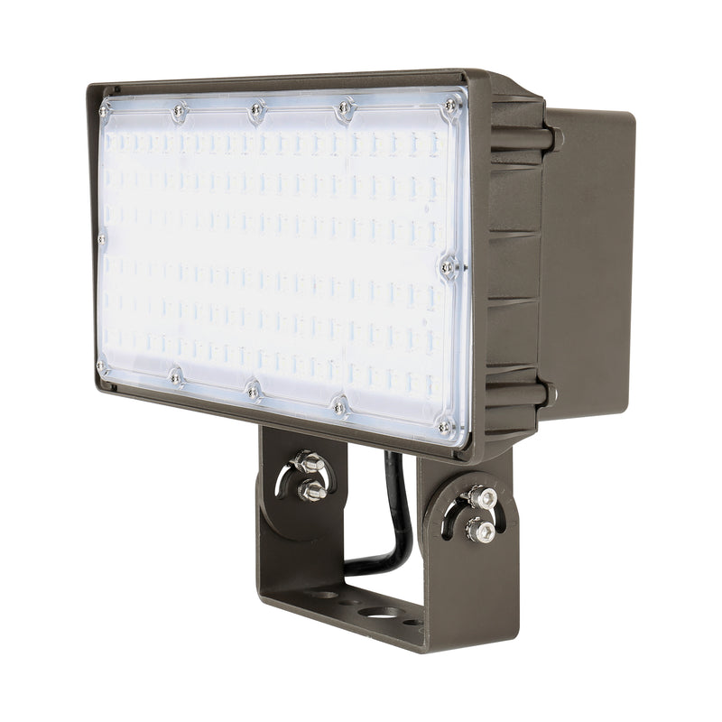 LED Flood Light, 9400 Lumens, 70W, 5000K, 120-277V, Yoke or Slipfitter Mount, Dark Bronze Finish