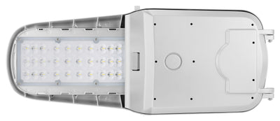 LED Roadway Light, 9900 Lumens, 70W, 4000K, Type 3 Optics, 120-277V, Photocell, Silver Finish