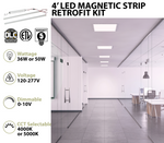 4 Foot LED Magnetic Strip Retrofit Kit for Linear Fixtures, 36W or 50W, 120-277V, 4000K or 5000K