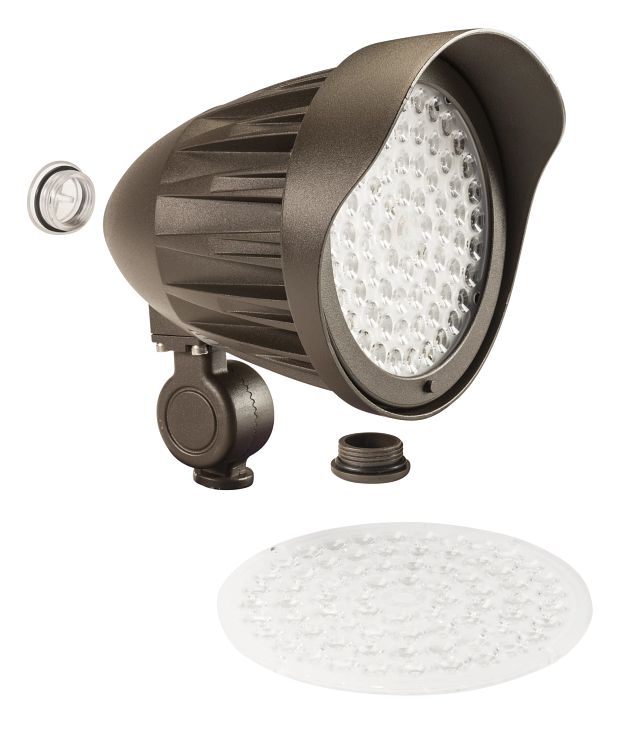 LED Bullet Flood Light, 25W, 3292 Lumen Max, Wattage and CCT Selectable, Integrated Photocell, Knuckle Mount, 120-277V, Bronze or White