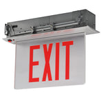 LED Recessed Aluminum Edge Lit Exit Sign, Single Face, Red Lettering, Clear Panel, White Finish