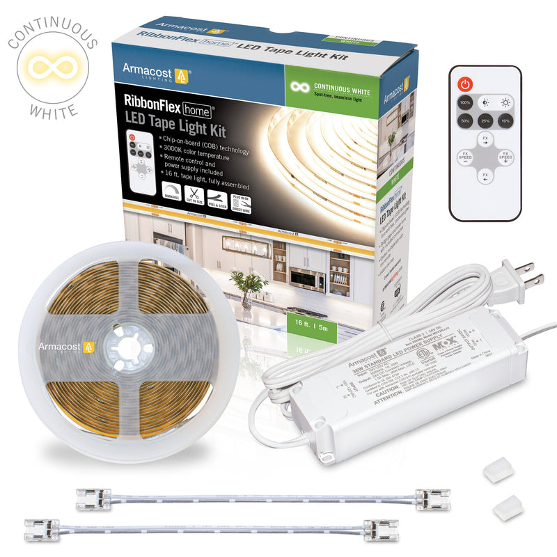 RibbonFlex Home Continuous LED Strip Light Tape, 24V, 3000 Lumens, 36W, 3000K