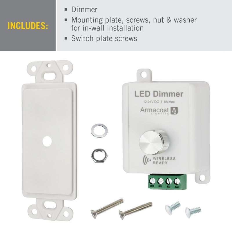 Rotary Knob LED Strip Light Dimmer, 12V or 24V