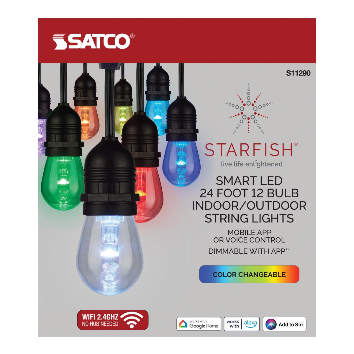 24Ft; 12-S14 Lamp; LED String Light; Starfish IOT; RGBW