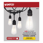 24Ft, LED String Light, 12 Vintage ST19 bulbs Included, 120 Volts