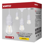 24Ft, LED String Light; Includes 12-S14 bulbs, 2200K, White Cord