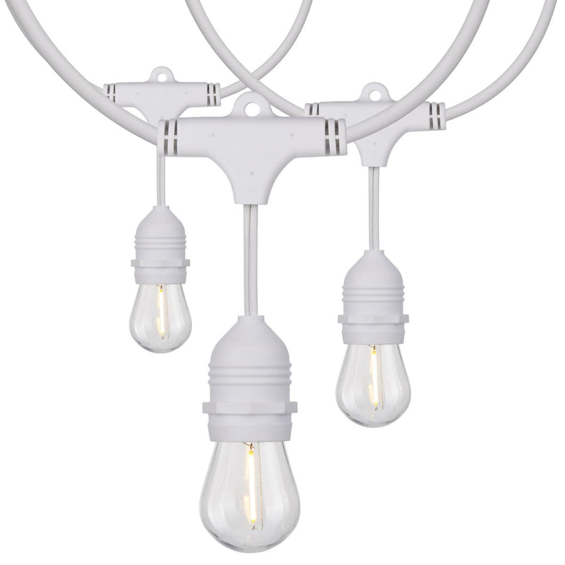 24Ft, LED String Light; Includes 12-S14 bulbs, 2200K, White Cord