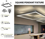 4x4 Square Pattern LED Linear Direct Pendant Fixture, 17,600 Lumens, 160 Watt, 120-277V, CCT Selectable, White or Black Finish