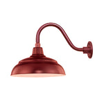 Millennium Lighting 14" RLM Warehouse Shade With Selected Goose Neck Mount and Wire Guard, Satin Red Finish