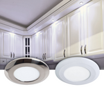 Wafer Thin Under Cabinet LED Puck Light, 3W, 12V, 250 Lumens, 3000K, Brilliant White or Chrome Finish