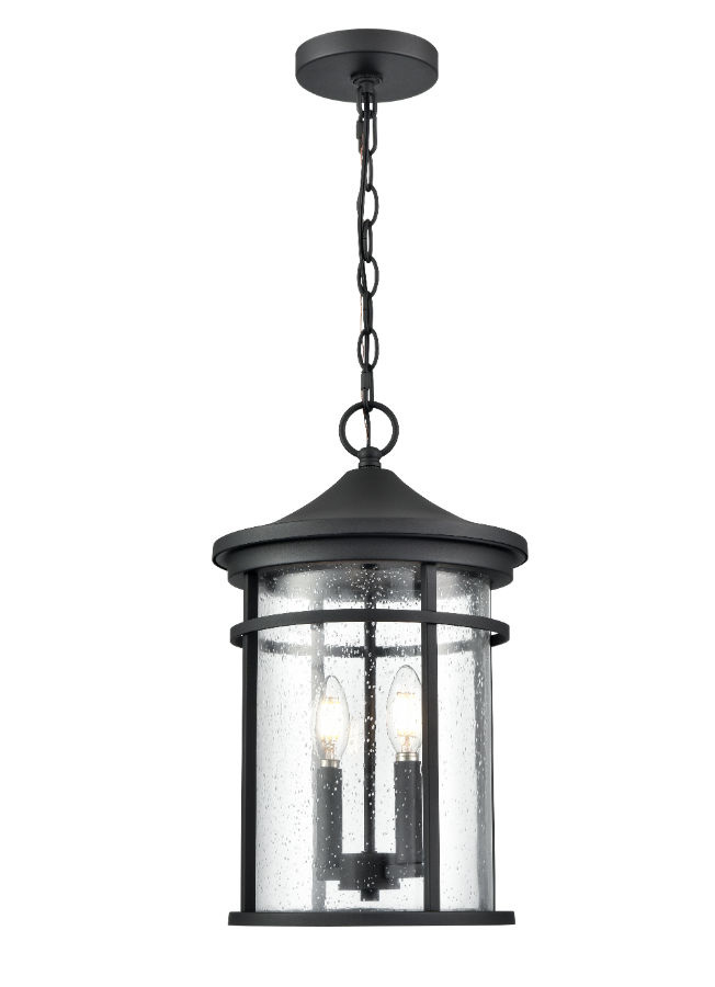 Namath 2-Light Outdoor Hanging Lantern Textured Black