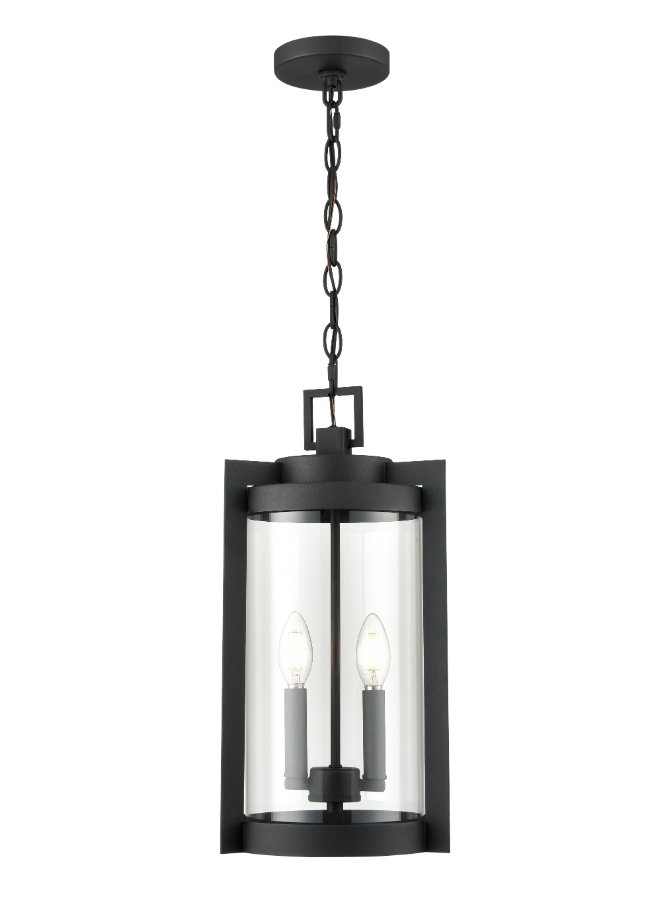 Ellway 2-Light Outdoor Hanging Lantern Textured Black