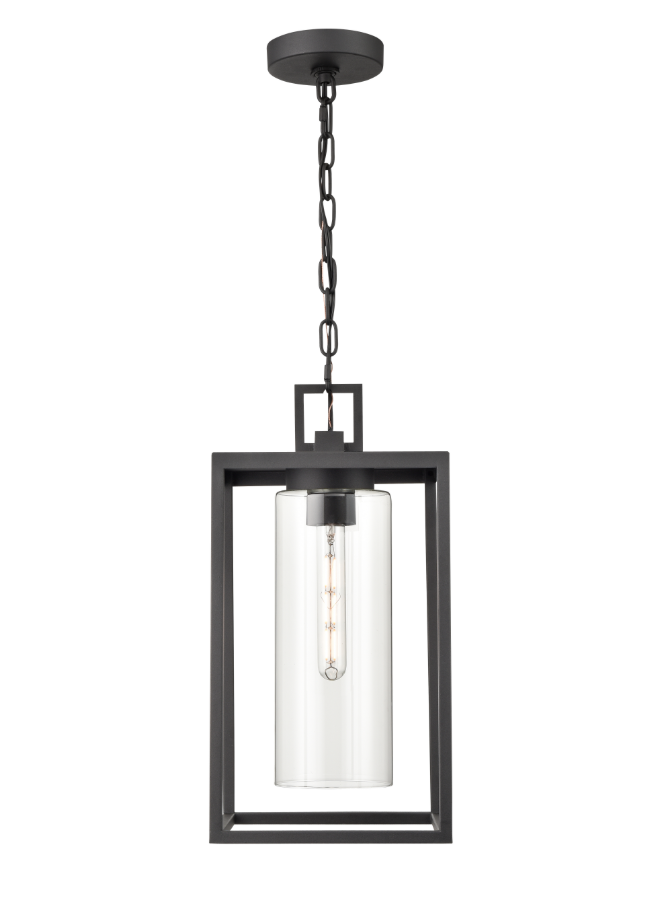 Ellway 1-Light Outdoor Hanging Lantern Textured Black