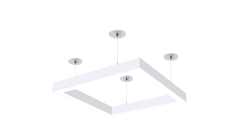 4x4 Square Pattern LED Linear Direct Pendant Fixture, 17,600 Lumens, 160 Watt, 120-277V, CCT Selectable, White or Black Finish