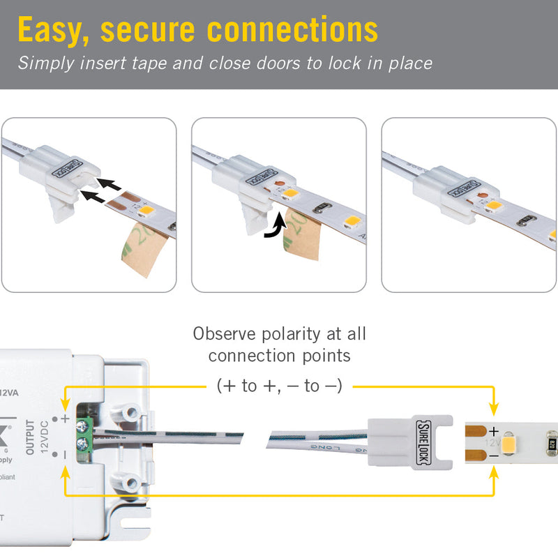 3 Pack SureLock 2 Pin LED Strip Light Extension Connector