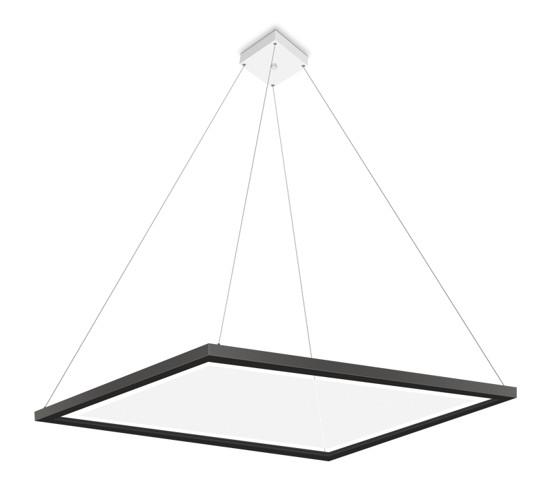 2X2 Square Up/Down Pendant LED Fixture, 5000 Lumen Max, Wattage and CCT Selectable, Pendant Mounted, 110-277V, White or Black Finish