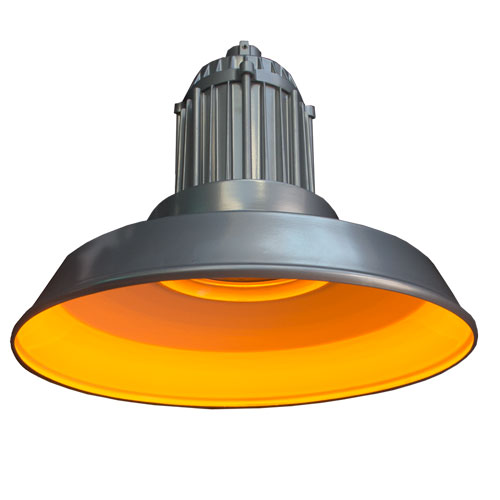 AmberLED Pendant Mount Vaporproof-Straight Shade, Turtle Friendly, 23W, 1400K, 120-277V, Platinum Finish