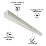 4FT LED Narrow Strip Light, 5500 Lumen Max, Wattage and CCT Selectable, 120-277V