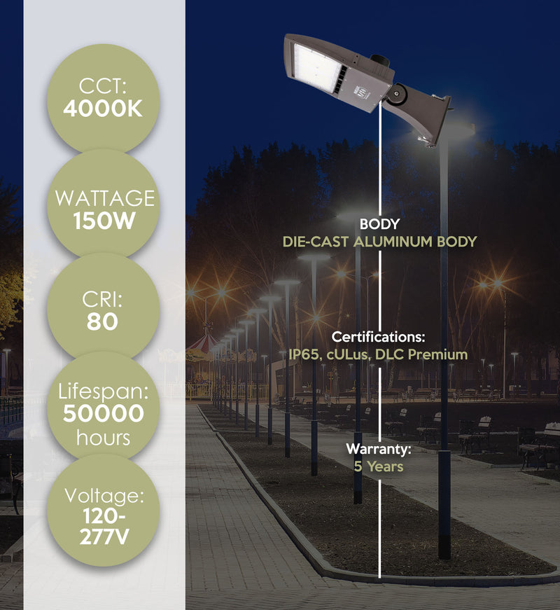 The Quasar G3 LED Area/Parking Lot Light , 19,800 Lumens, 150W, 4000K, 120-277V,  Bronze Finish