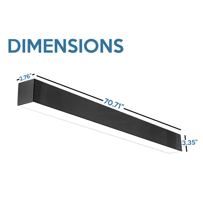 6 FT LED Linear Fixture, 6600 Lumens, 60W, CCT Selectable, 120-277V, Black or White Finish