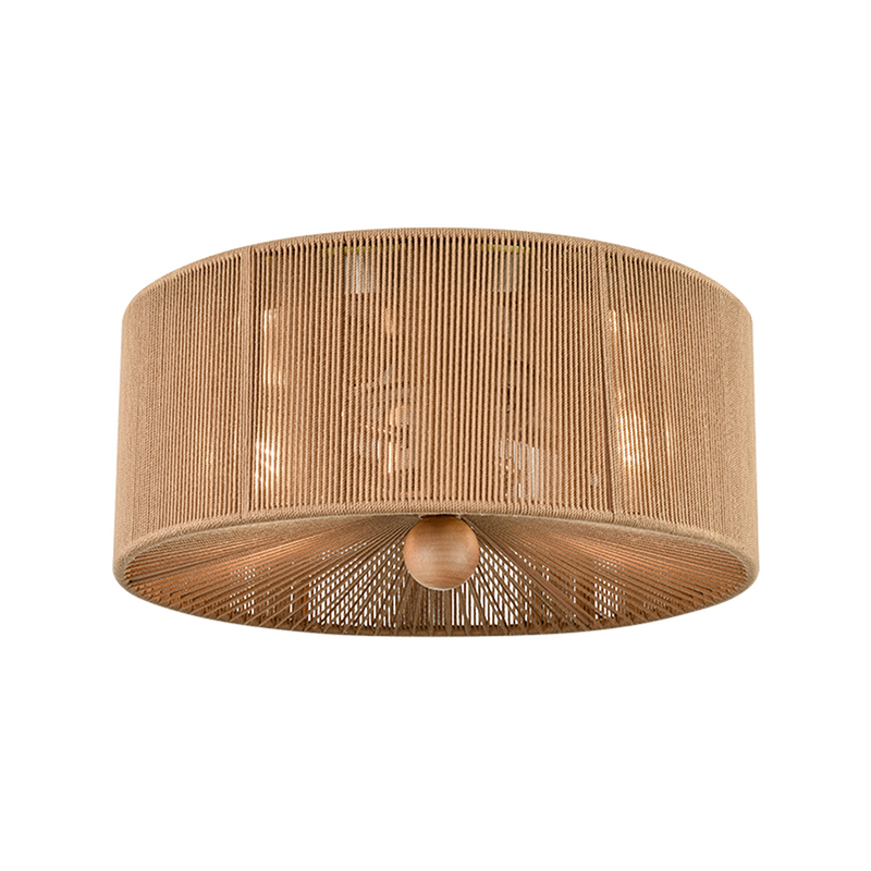 Millennium Lighting, 2 Light Flush Mount Ceiling Light, Brown Rope Shade, Brushed Nickel Finish