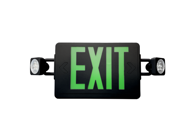 Reduced Profile All LED Exit & Emergency Thermoplastic Combo, Red or Green, White or Black Housing