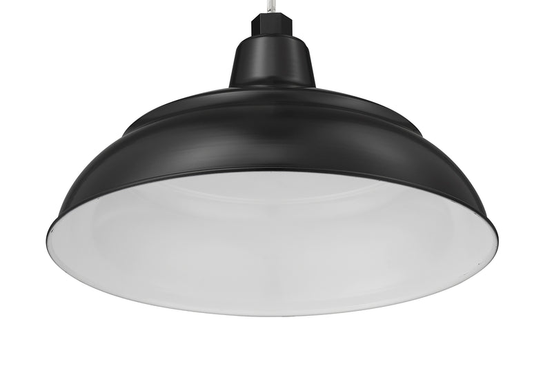 Millennium Lighting 14" RLM Warehouse Shade With Selected Goose Neck Mount and Wire Guard, Satin Black Finish