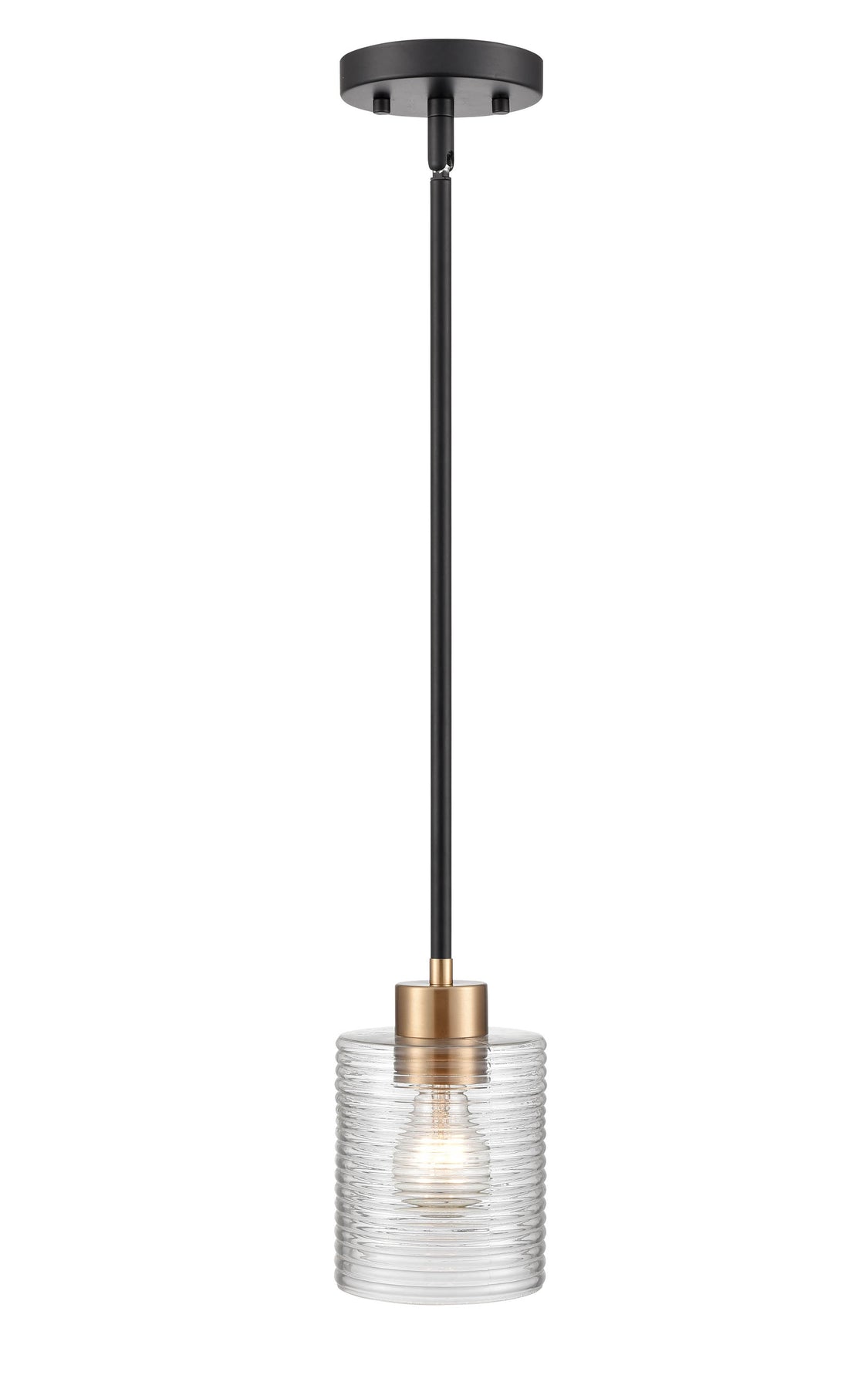 Mini-Pendant Light, Matte Black Modern Gold Finish, Renitta Collection