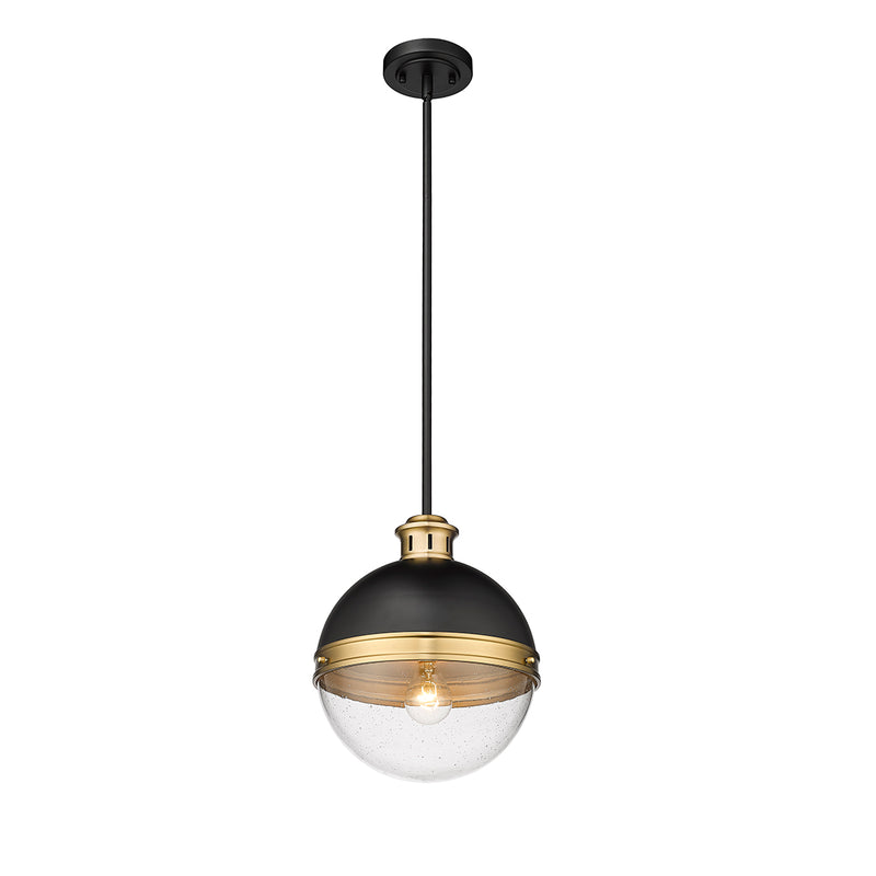 Pendant Light, Matte Black/ Aged Brass Finish, Ellmira Collection