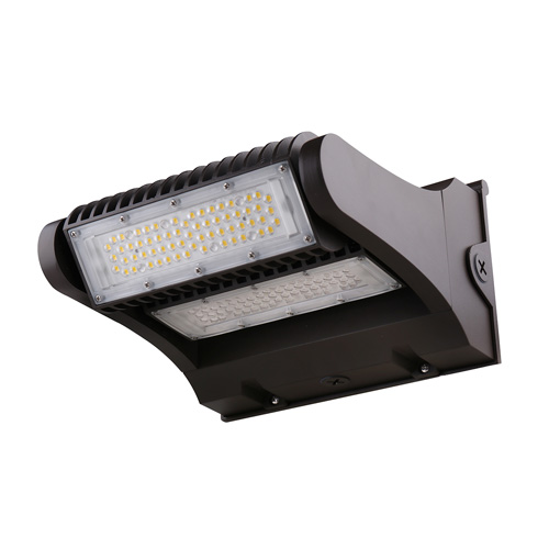 LED Adjustable Wall Pack, 11,200 Lumen Max, Wattage and CCT Selectable, Integrated Photocell, 120-277V