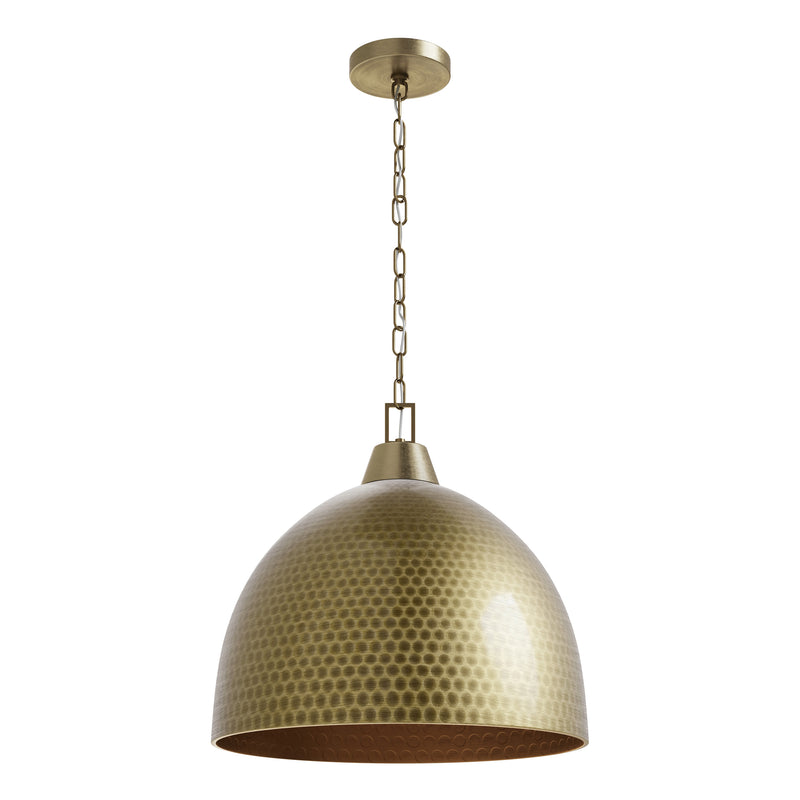 17" Pendant Light, Arrco Collection, Aged Brass Finish