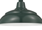 Millennium Lighting 14" RLM Warehouse Shade With Selected Goose Neck Mount and Wire Guard, Satin Green Finish