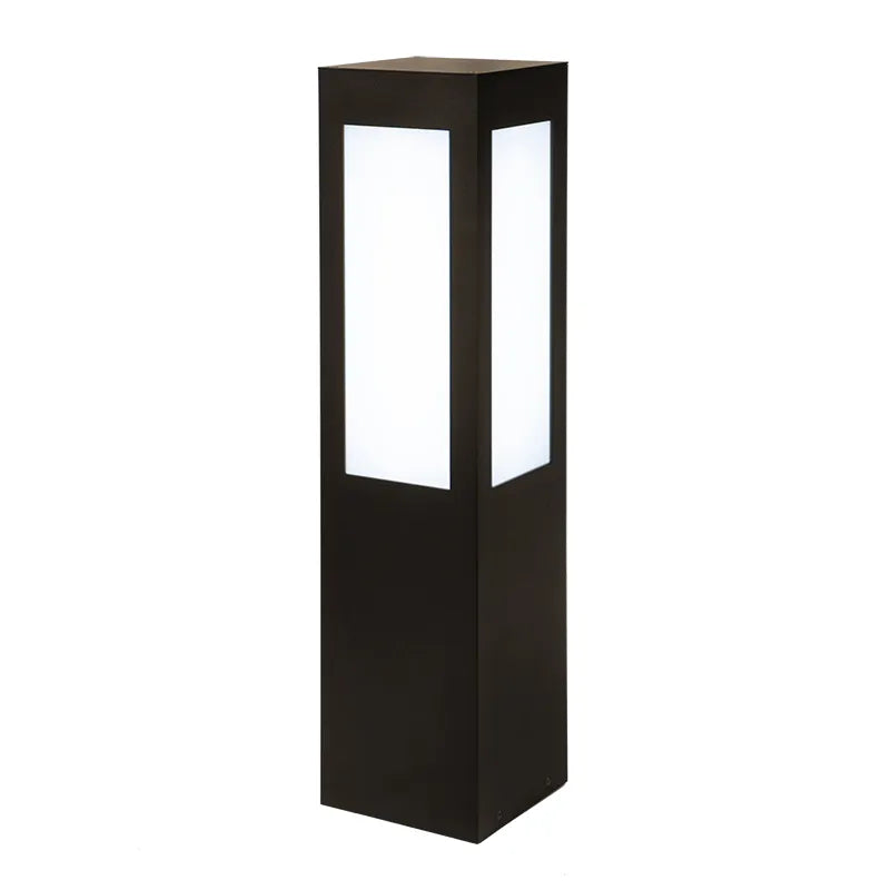 26" Square Bollard Long Lens, 1375 Lumen Max, Wattage and CCT Selectable, 120-277V, Black or Bronze Finish