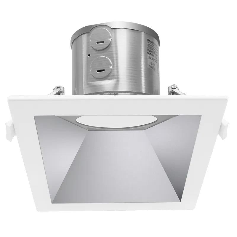 6" LED SQUARE COMMERCIAL RECESSED LIGHT, 3200 LUMEN MAX, WATTAGE AND CCT SELECTABLE, 120-277V, HAZE OR WHITE