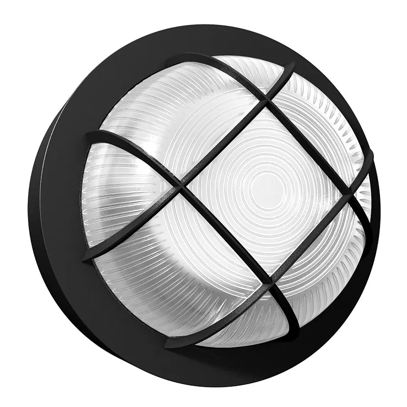 Round Bulkheads with Photocell, 850 Lumens, Wattage and CCT Selectable, 120-277V, Bronze or Black Finish