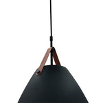 Nordic Design Pendant Light with Leather Strap, 1400 Lumens, 25W, CCT Selectable, 120V, Black or White Finish