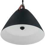 Nordic Design Pendant Light with Leather Strap, 1400 Lumens, 25W, CCT Selectable, 120V, Black or White Finish