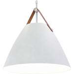 Nordic Design Pendant Light with Leather Strap, 1400 Lumens, 25W, CCT Selectable, 120V, Black or White Finish