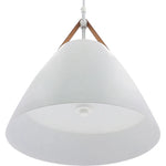 Nordic Design Pendant Light with Leather Strap, 1400 Lumens, 25W, CCT Selectable, 120V, Black or White Finish