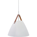 Nordic Design Pendant Light with Leather Strap, 1400 Lumens, 25W, CCT Selectable, 120V, Black or White Finish