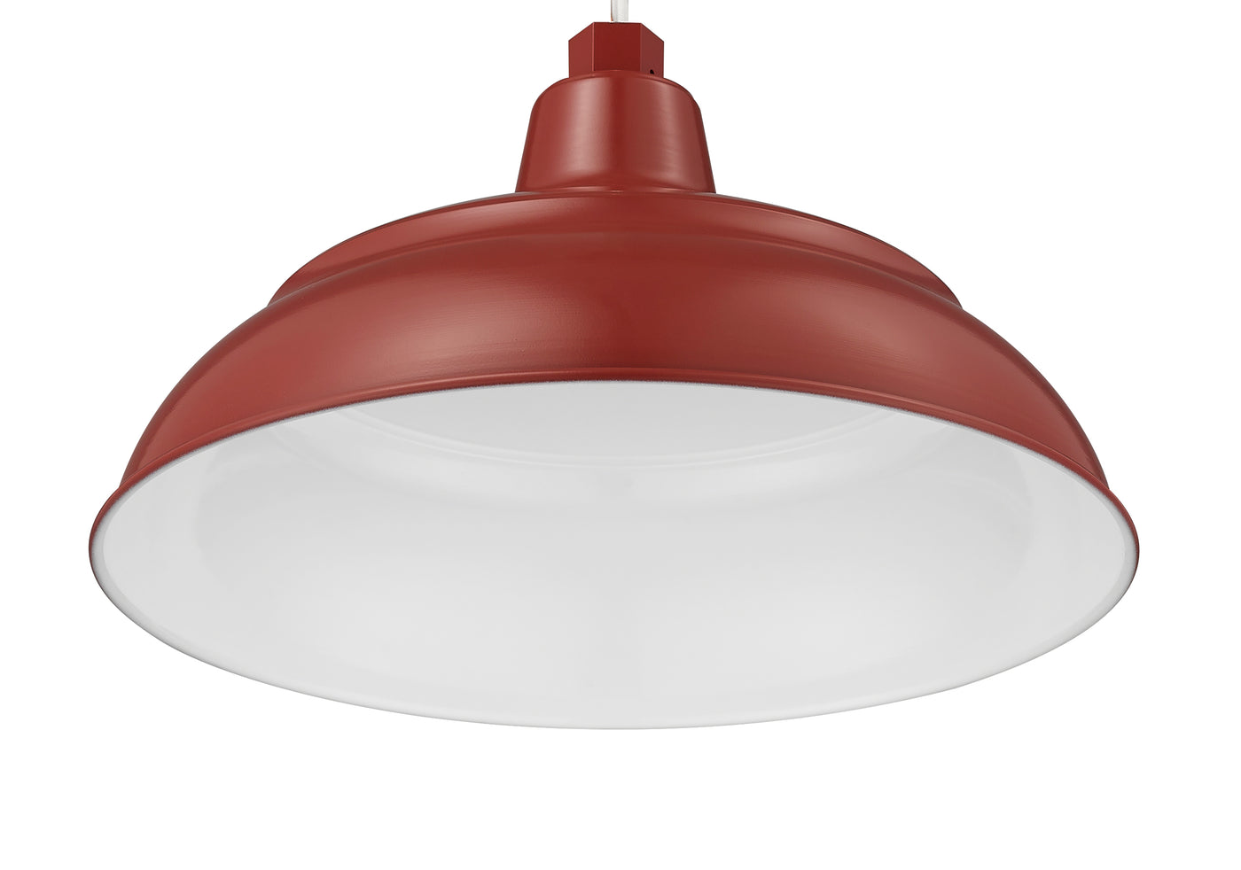 Millennium Lighting 14" RLM Warehouse Shade With Selected Goose Neck Mount and Wire Guard, Satin Red Finish