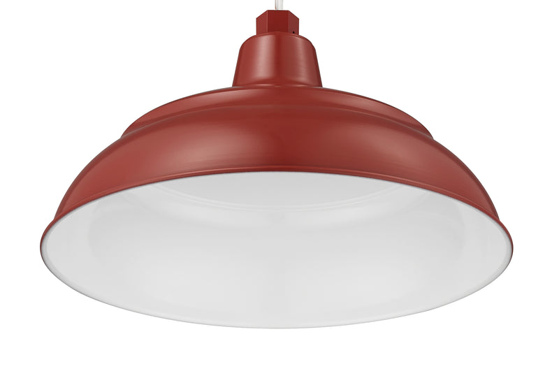 Millennium Lighting 14" RLM Warehouse Shade With Selected Goose Neck Mount and Wire Guard, Satin Red Finish