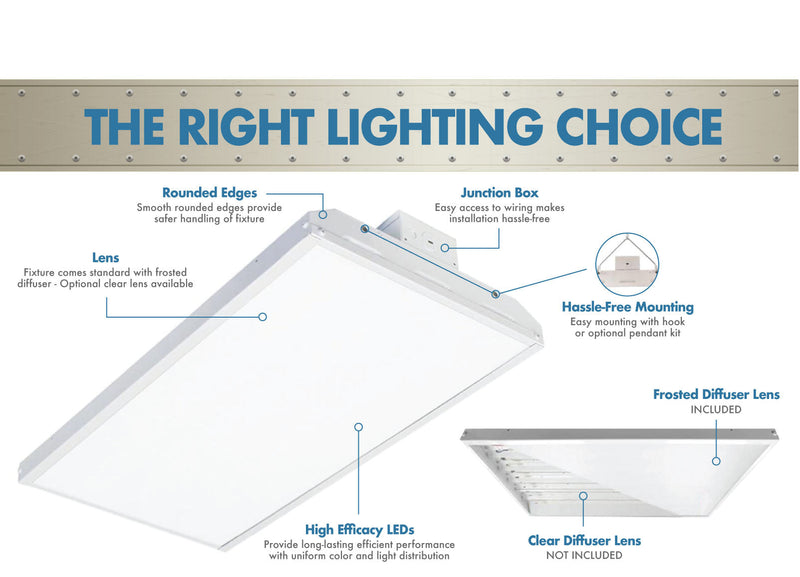 Condor G3 Premium 2FT LED High Bay, 210 Watt, 29213 Lumens, 5000K, Comparable to 6 Lamp T5HO, 8 Lamp T8 or 400 or Higher Watt Fixture, 120-277v