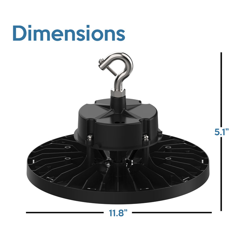 Saturn LED UFO High Bay, 200 Watt, 120-277V, 37,000 Lumens, 5000K CCT, Black Finish