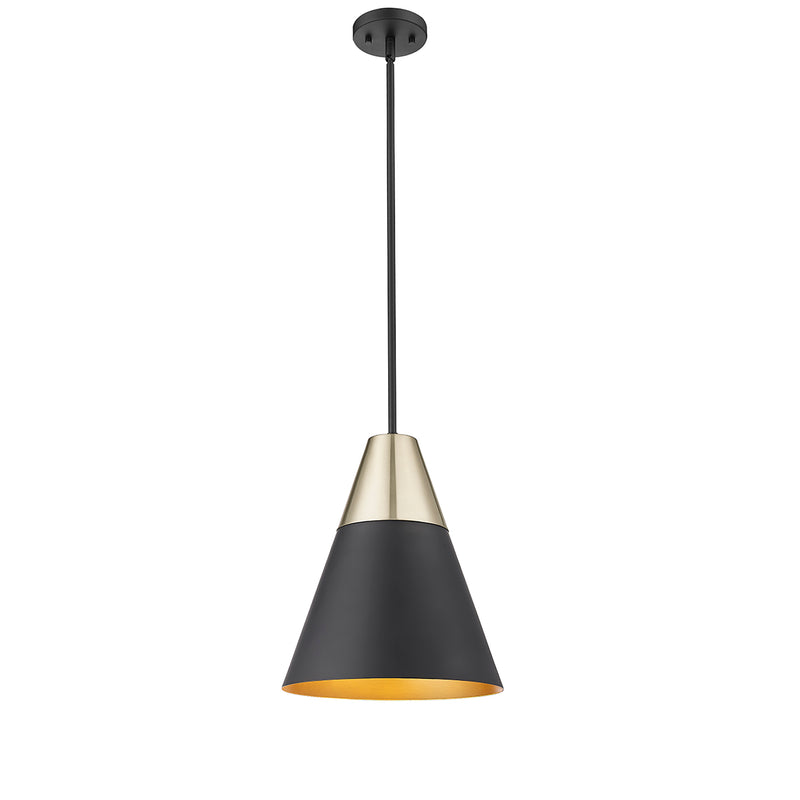 Pendant Light, Matte Black or Matte White with Modern Gold Finish, Annos Collection