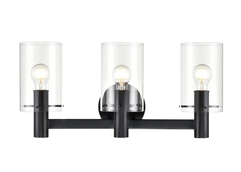 3 Light Vanity, Apolla Collection, Matte Black or VIntage Brass