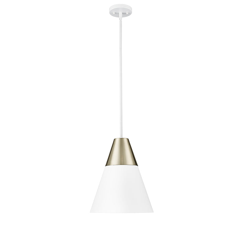 Pendant Light, Matte Black or Matte White with Modern Gold Finish, Annos Collection